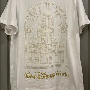 Walt Disney World White Gold Castle Graphic Tee NWT
